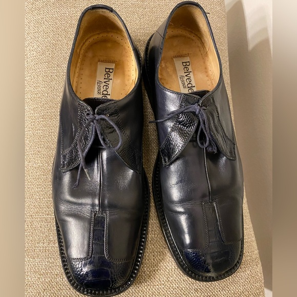 Belvedere Florence Men's Oxfords Dress Shoe in Black Leather